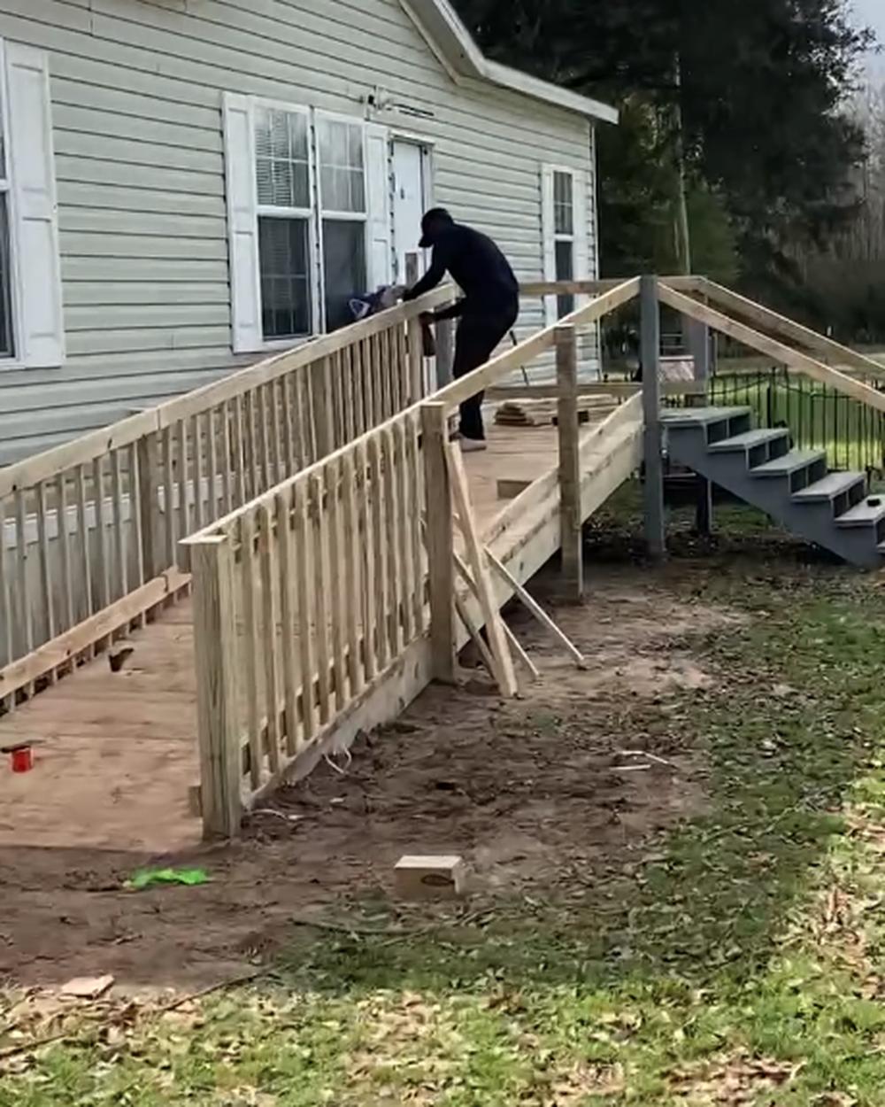 Accessibility ramp build with new railings on a Pensacola home — a Fortified Asset Solutions job